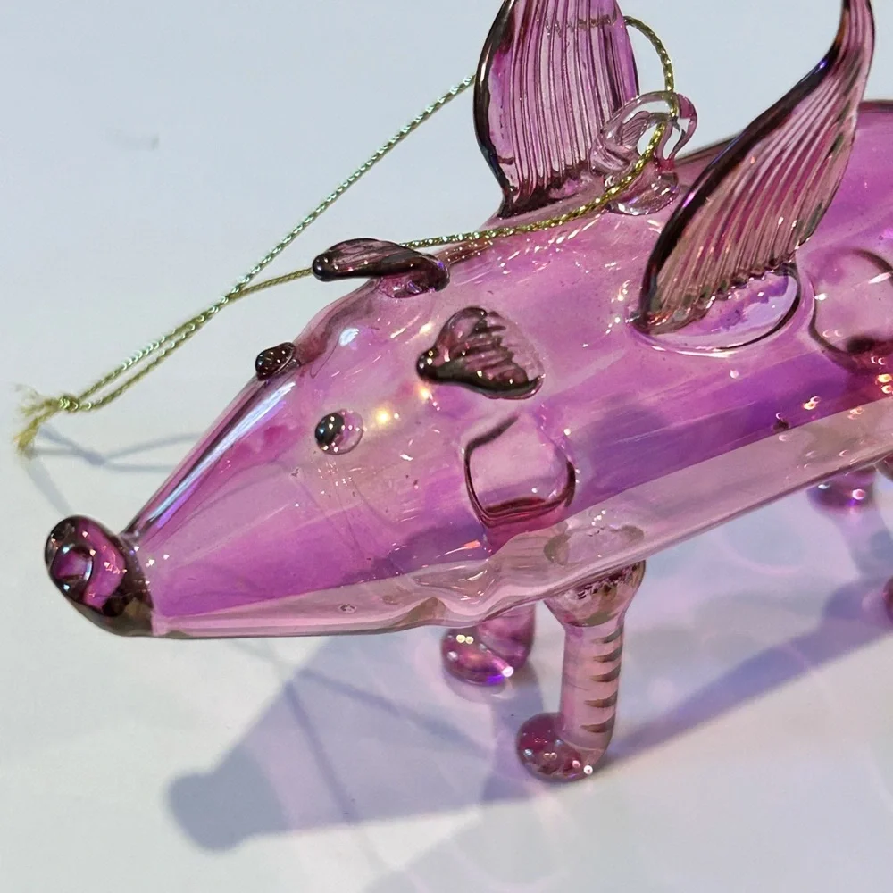 Hand Crafted Blown Glass Pink Ornament and Sun Catcher Flying Pig 🐷
New - Picture 2 of 4